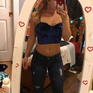 Blue velvet crop top